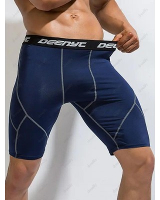 Skinny Swimming Trunks Striped Elastic Waist Summer Sporty Swimming Bottom