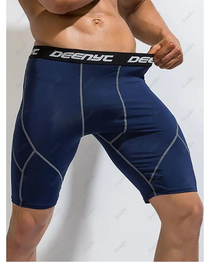 Skinny Swimming Trunks Striped Elastic Waist Summer Sporty Swimming Bottom