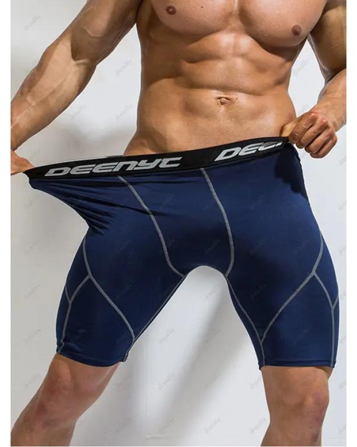 Skinny Swimming Trunks Striped Elastic Waist Summer Sporty Swimming Bottom