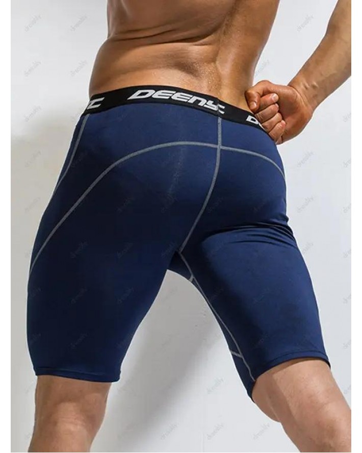 Skinny Swimming Trunks Striped Elastic Waist Summer Sporty Swimming Bottom