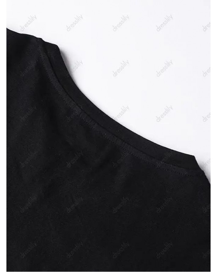 Letter Print Graphic T Shirt Round Neck Long Sleeve Casual Tee