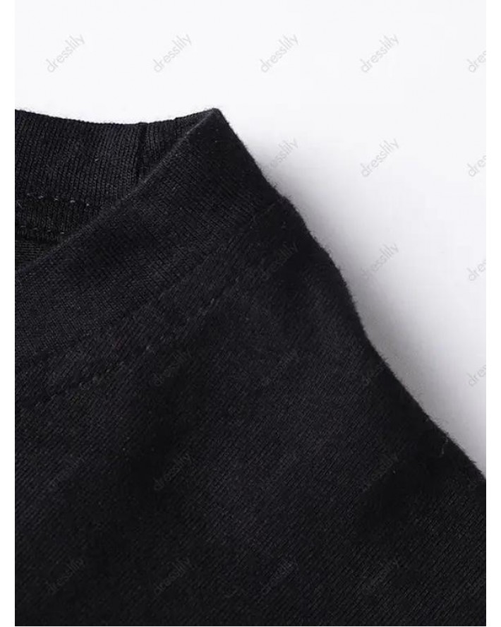 Letter Print Graphic T Shirt Round Neck Long Sleeve Casual Tee