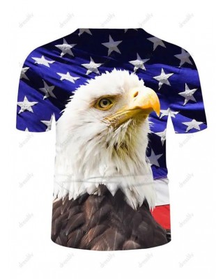 Flag 3D Eagle Star Print Perforated Tee