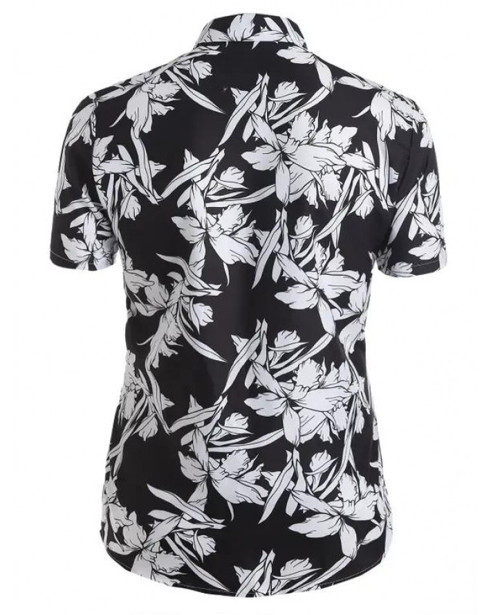 Allover Floral Print Button Up Shirt