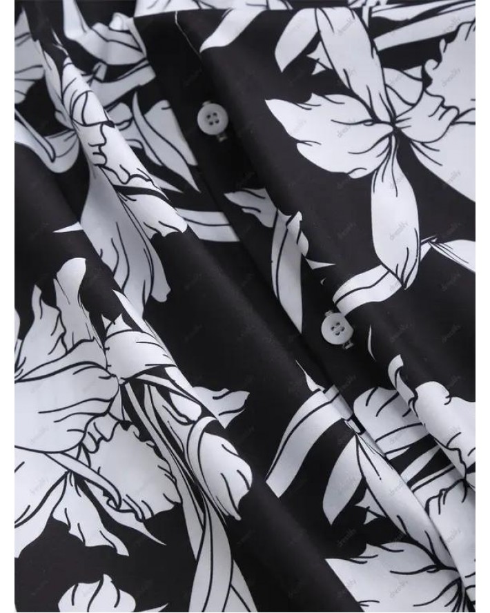 Allover Floral Print Button Up Shirt
