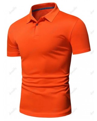 Short Sleeve A Quarter Button T-shirt Turndown Collar Sport Tee