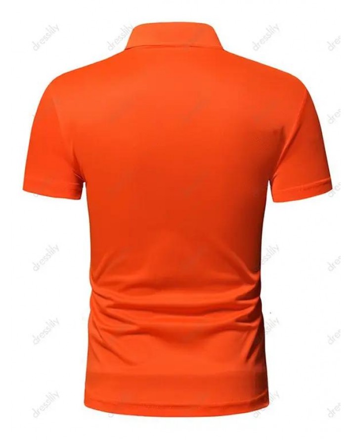 Short Sleeve A Quarter Button T-shirt Turndown Collar Sport Tee