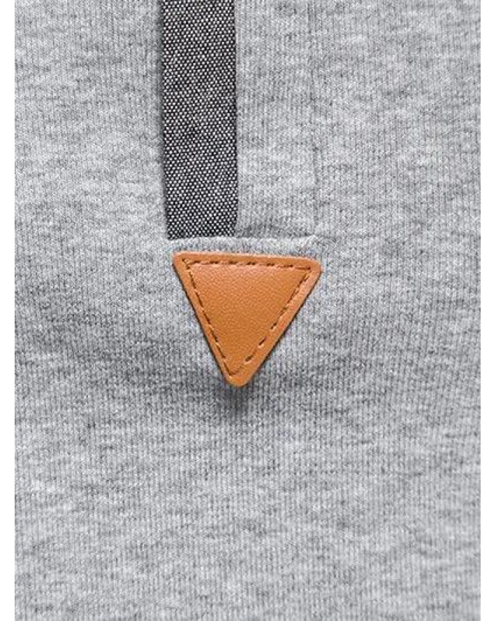 Casual T Shirt Contrast Colorblock Front Pockets Half Button Turn Down Collar Long Sleeve Tee