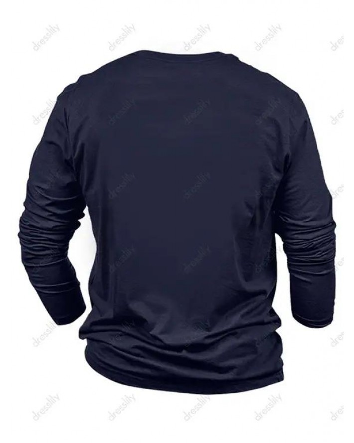 COWBOY Animal Print Graphic Tee Round Neck Casual Long Sleeve T-shirt