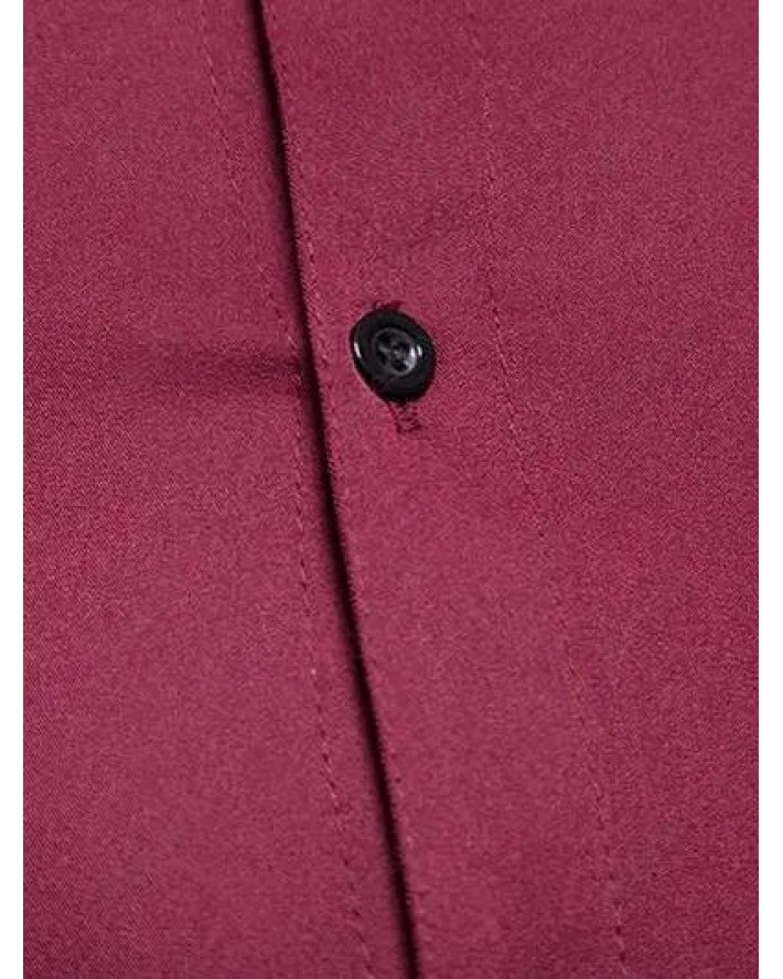 Casual Shirt Colorblock Front Pocket Stand Collar Asymmetrical Hem Oblique Button Closure Long Sleeve Shirt