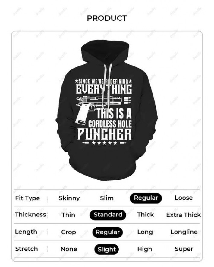 Letter Slogan Pistol Print Graphic Hoodie Kangaroo Pocket Drawstring Drop Shoulder Hoodie