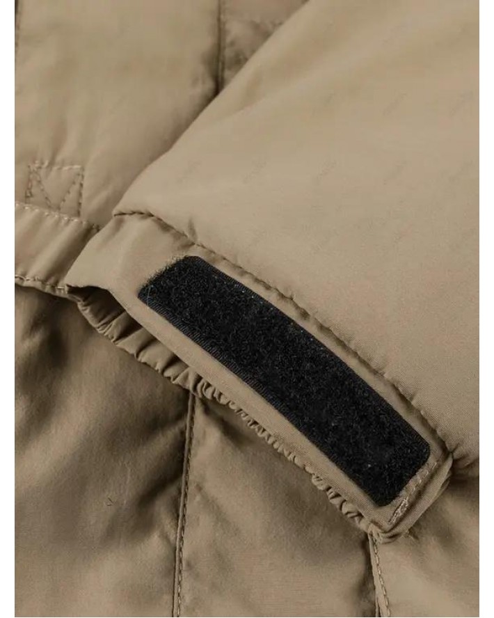 Hooded Hook and Loop Toggle Drawstring Fleece Jacket