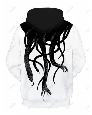 Abstract Snakes Pattern Front Pocket Lounge Hoodie