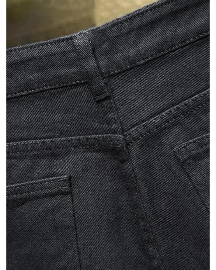 Casual Demin Shorts Washed Zipper Fly Pockets Ripped Details Summer Shorts