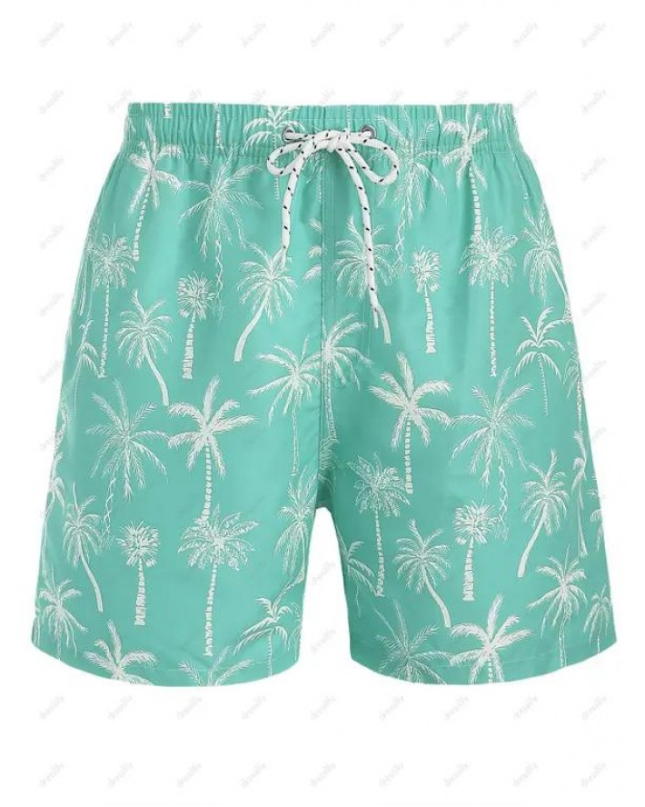 Coconut Tree Print Board Shorts