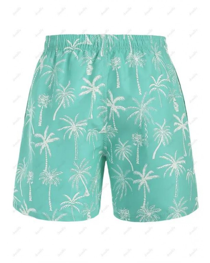 Coconut Tree Print Board Shorts