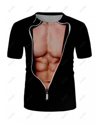 3D Muscle Print Short Sleeve T-shirt