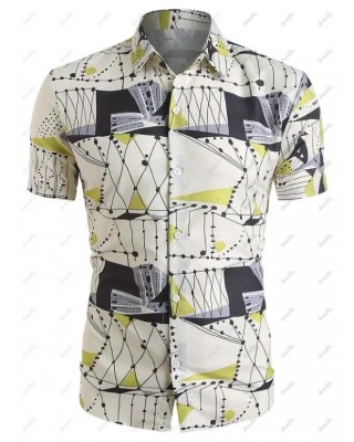 Short Sleeve Geometric Print Shirt