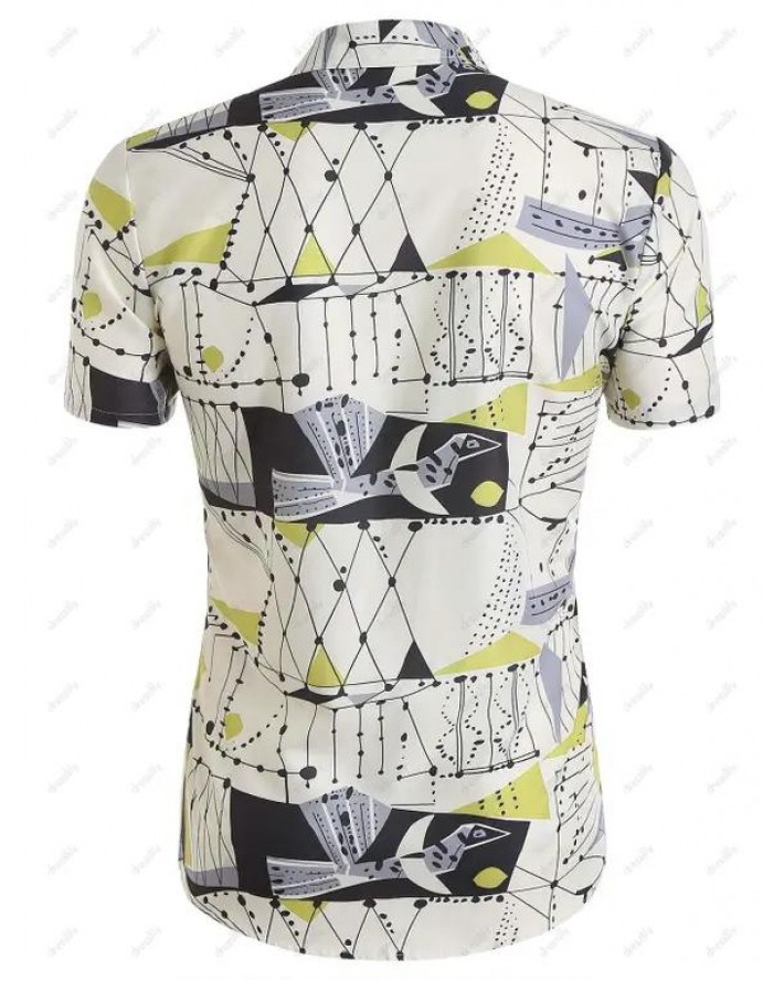 Short Sleeve Geometric Print Shirt