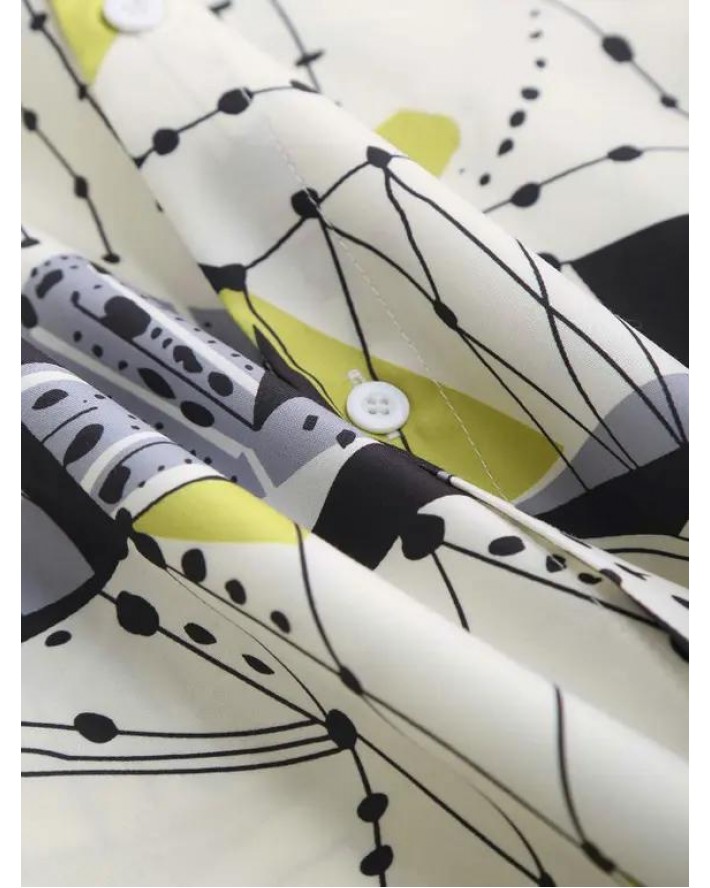 Short Sleeve Geometric Print Shirt