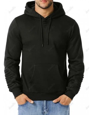 Pintuck Detail Kangaroo Pocket Fleece Hoodie