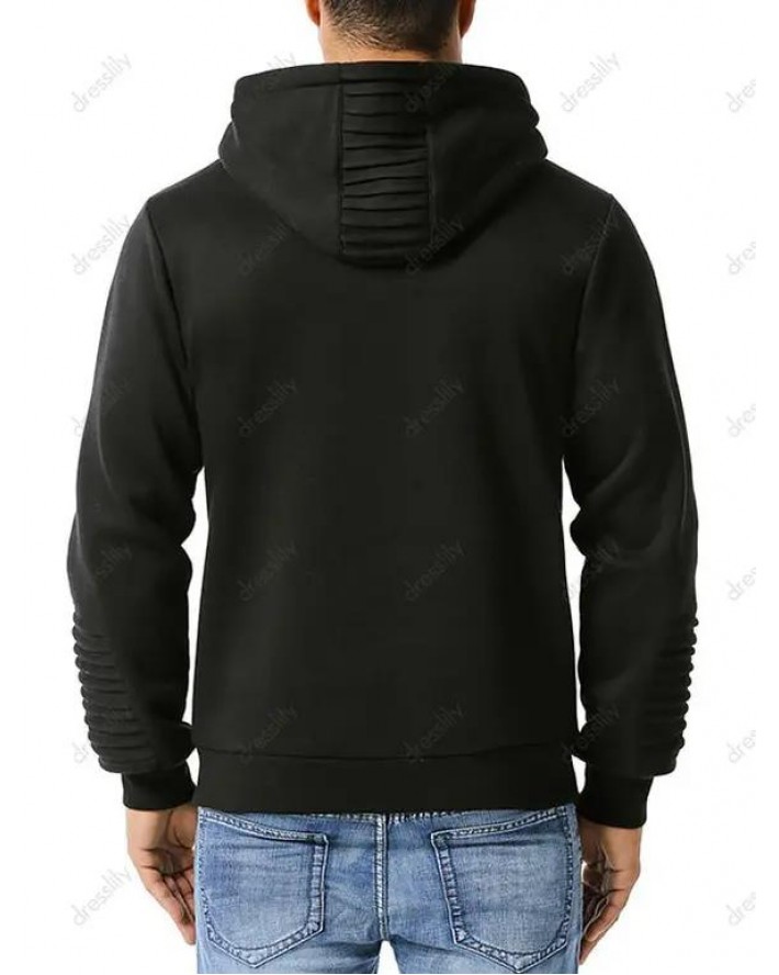 Pintuck Detail Kangaroo Pocket Fleece Hoodie