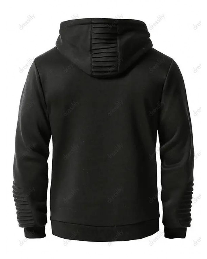 Pintuck Detail Kangaroo Pocket Fleece Hoodie