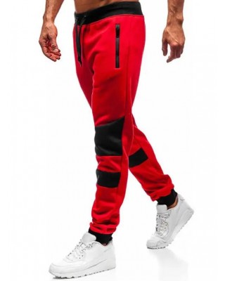 Colorblock Panel Jogger Sweatpants Drawstring Elastic Waist Beam Feet Sport Pants