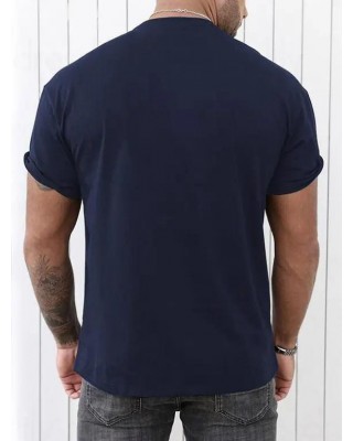 Slogan Print Round Neck T Shirt Short Sleeve Casual Tee