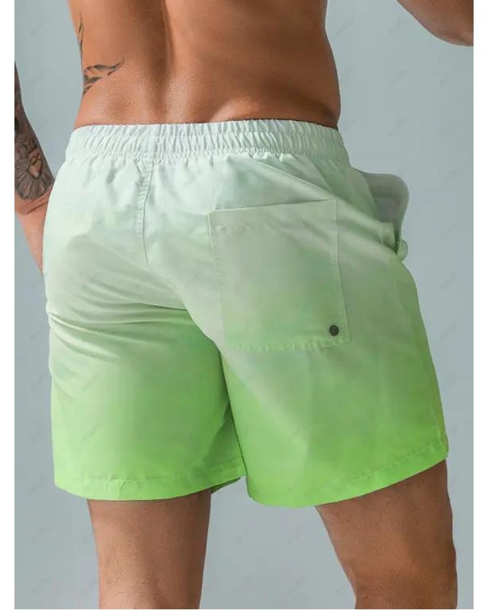 Vacation Ombre Casual Board Shorts Drawstrings Pockets Summer Beach Shorts