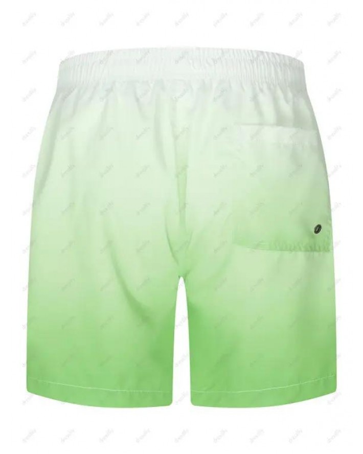 Vacation Ombre Casual Board Shorts Drawstrings Pockets Summer Beach Shorts