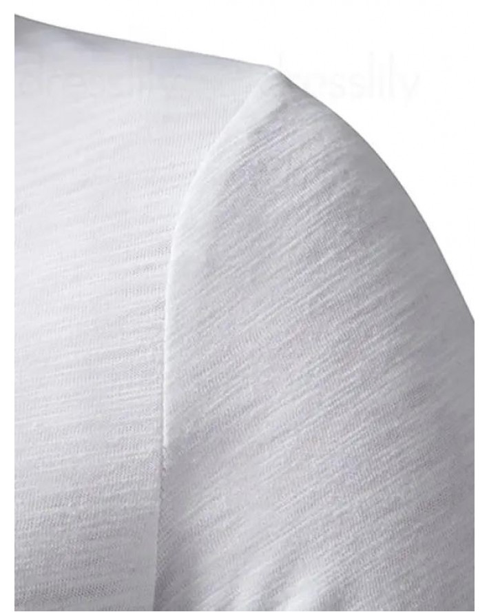 Basic T Shirt Half Button Round Neck Short Sleeve Plain Color Tee