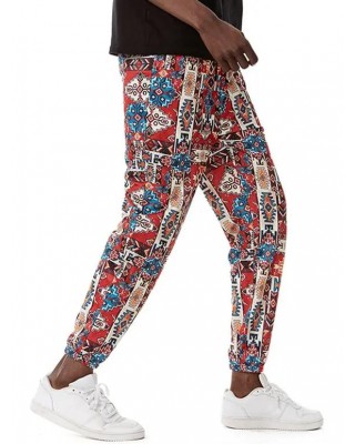 Bohemian Long Pants Geometric Print Elastic Waist Pockets Beam Feet Pants