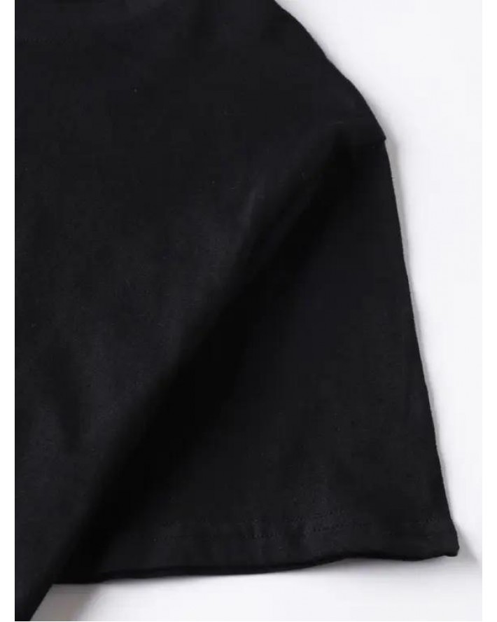 Ghost and Slogan Print T Shirt Round Neck Short Sleeve Casual Tee