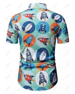 Cool Circle Rocket Print Shirt