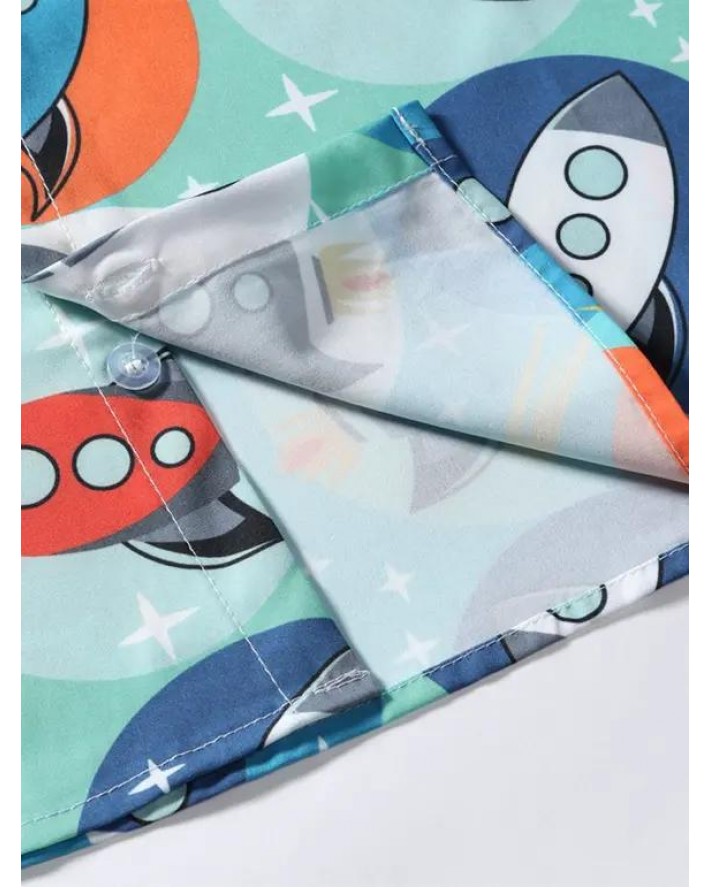 Cool Circle Rocket Print Shirt