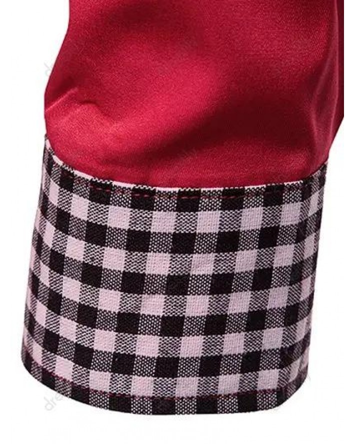 Formal Shirt Mock Pocket Button Plaid Insert Turn Down Collar Long Sleeves Button-up Shirt