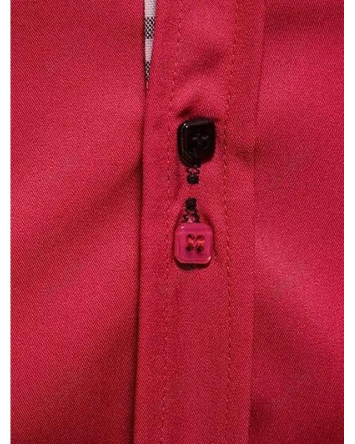 Formal Shirt Mock Pocket Button Plaid Insert Turn Down Collar Long Sleeves Button-up Shirt