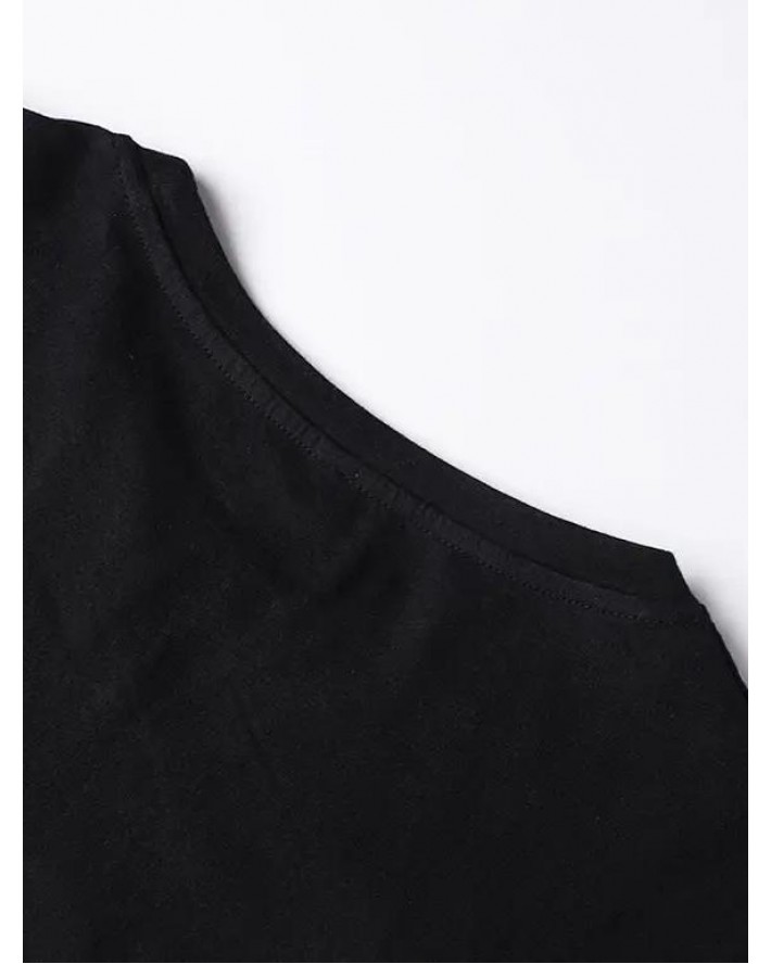 Letter Bike Lip Print T Shirt Graphic T Shirt Round Neck Long Sleeve Casual Tee