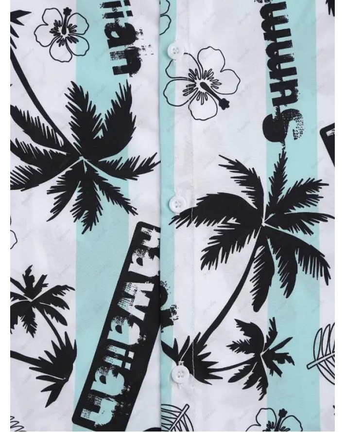 Allover Floral Coconut Palm Print Shirt