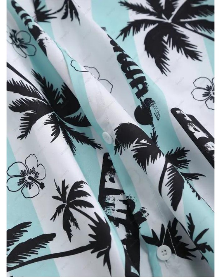 Allover Floral Coconut Palm Print Shirt