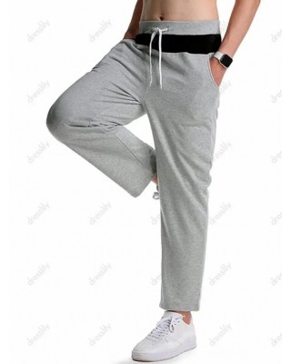 Contrast Colorblock Straight Leg Sweatpants Drawstring Elastic Waist Sport Pants