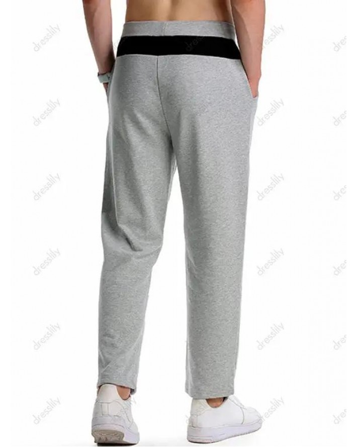 Contrast Colorblock Straight Leg Sweatpants Drawstring Elastic Waist Sport Pants