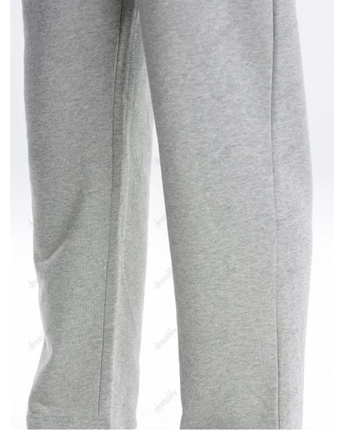 Contrast Colorblock Straight Leg Sweatpants Drawstring Elastic Waist Sport Pants