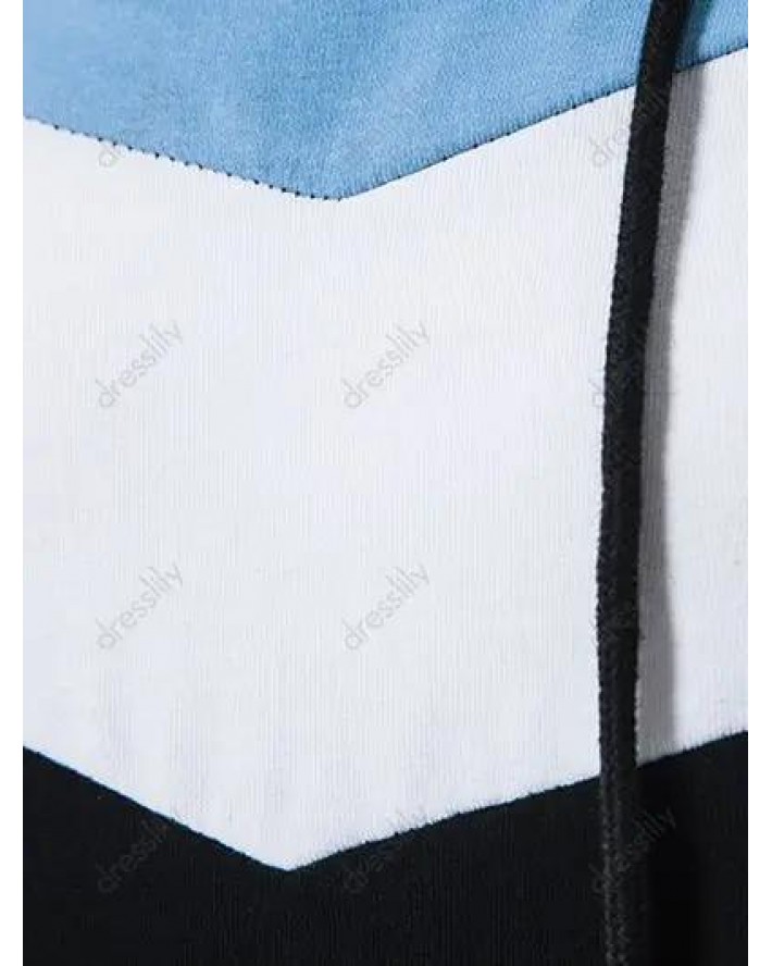 Casual T Shirt Hooded Colorblock Drawstrings Short Sleeve Trendy Summer Tee