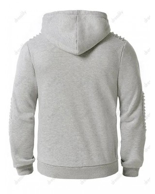 Kangaroo Pocket Pintuck Detail Fleece Hoodie