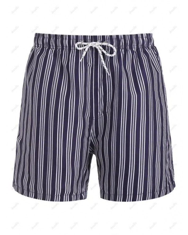 Drawstring Sailor Vertical Striped Board Shorts