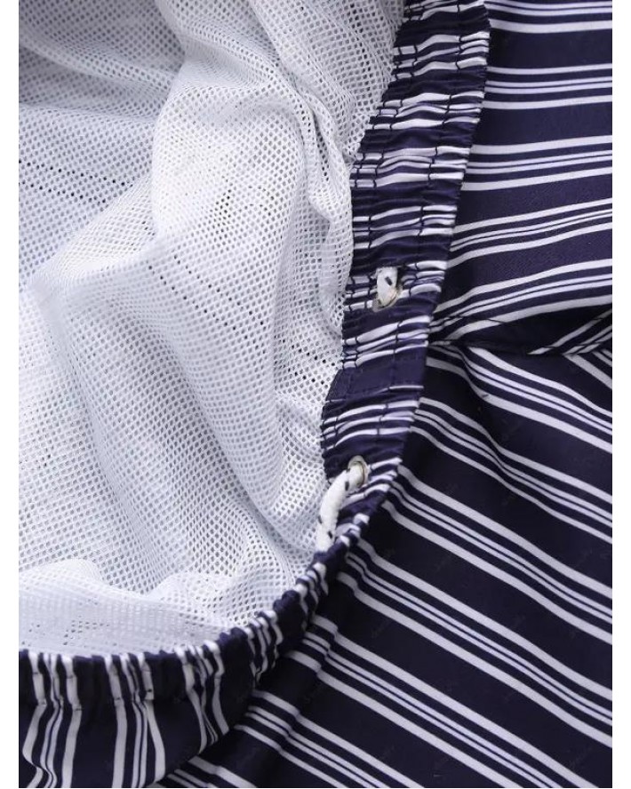 Drawstring Sailor Vertical Striped Board Shorts