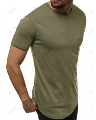 Plain Pocket Crew Neck Short Sleeve T Shirt