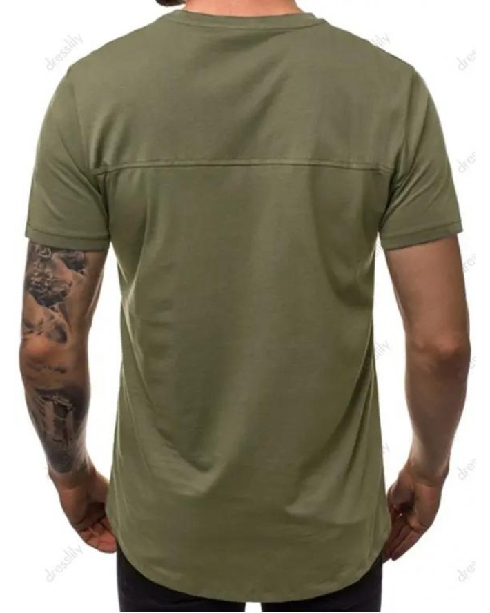 Plain Pocket Crew Neck Short Sleeve T Shirt